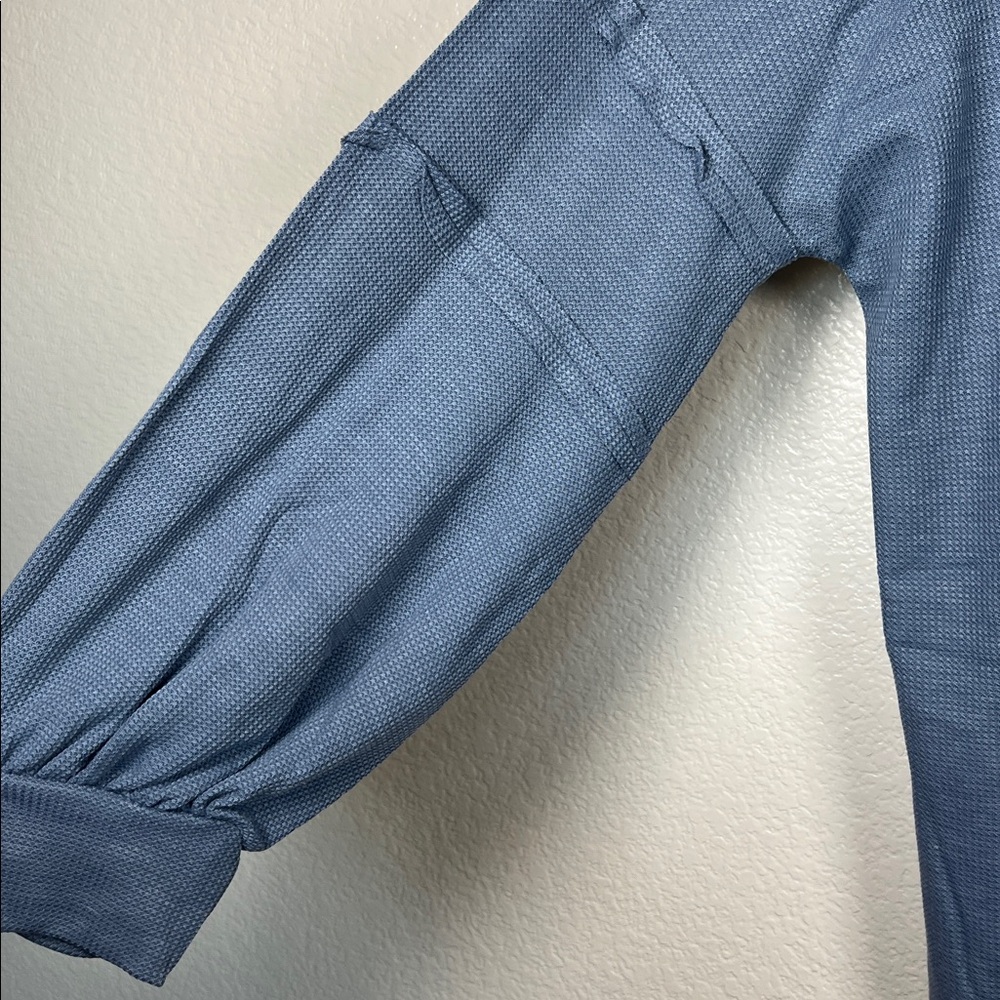 Slate blue high neck long sleeve top, size 3X - Picture 4 of 7